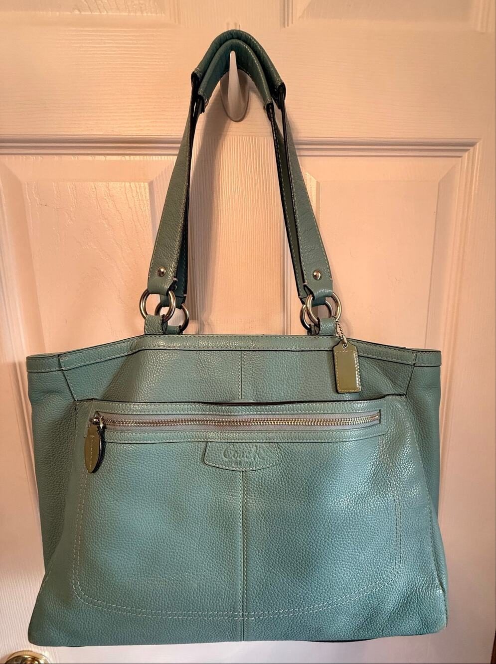 NWOT Coach Penelope Leather Satchel(F14684) green pebbled leather Shoulder bag